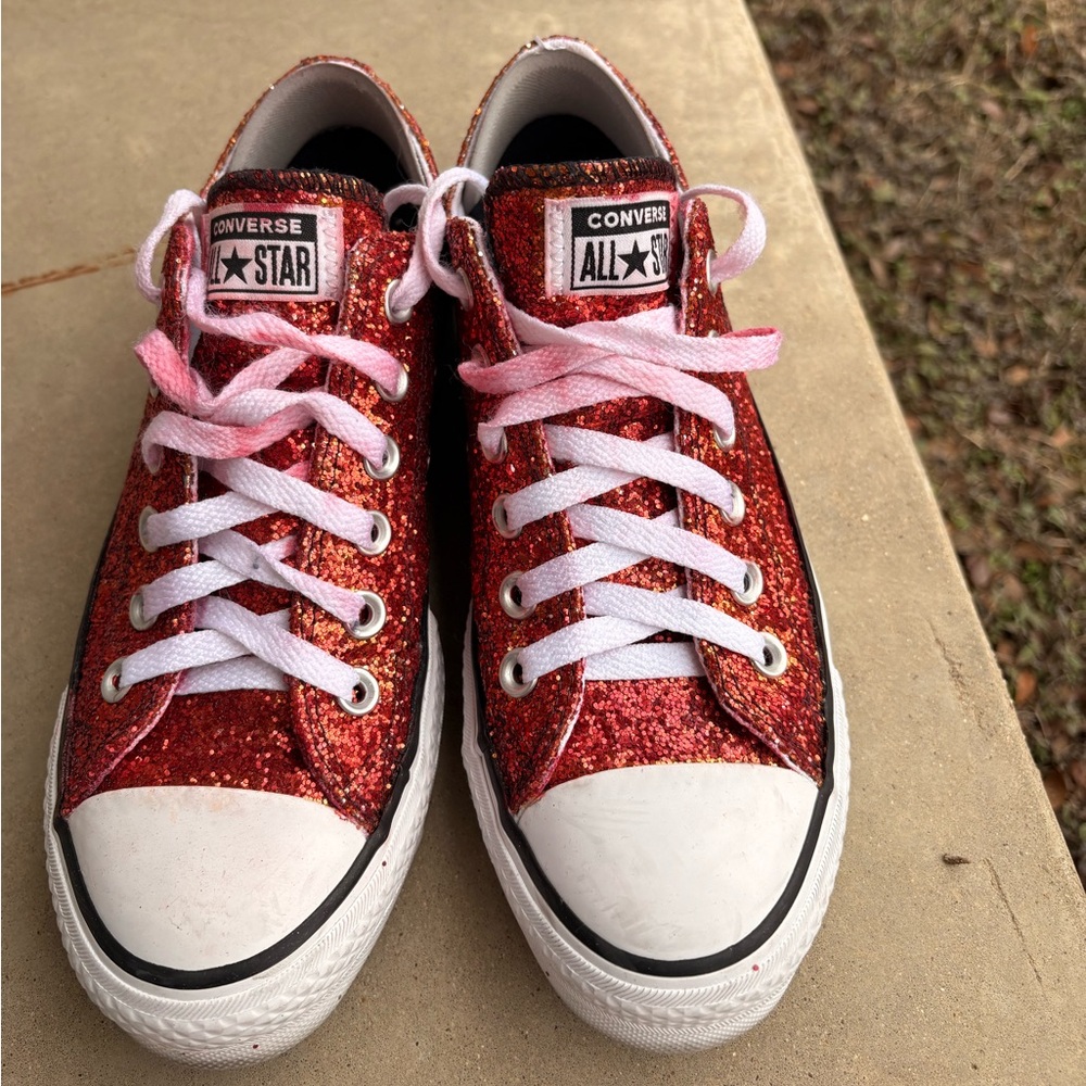 Converse Sparkly Glitter Red Sneakers Size 7